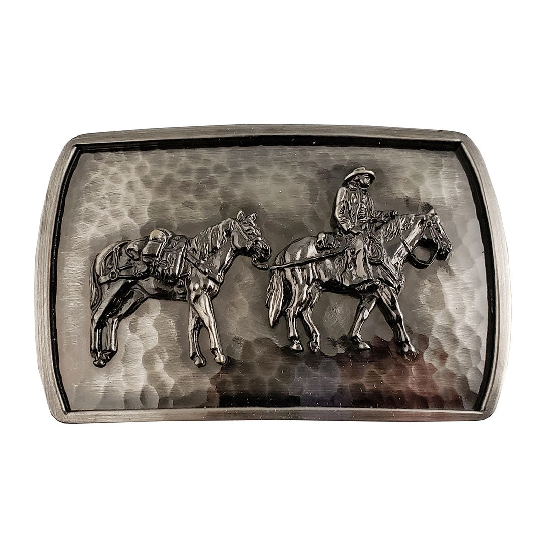 Montana Silversmiths Men's River Rock Cascade Pack Horse & Rider Buckle