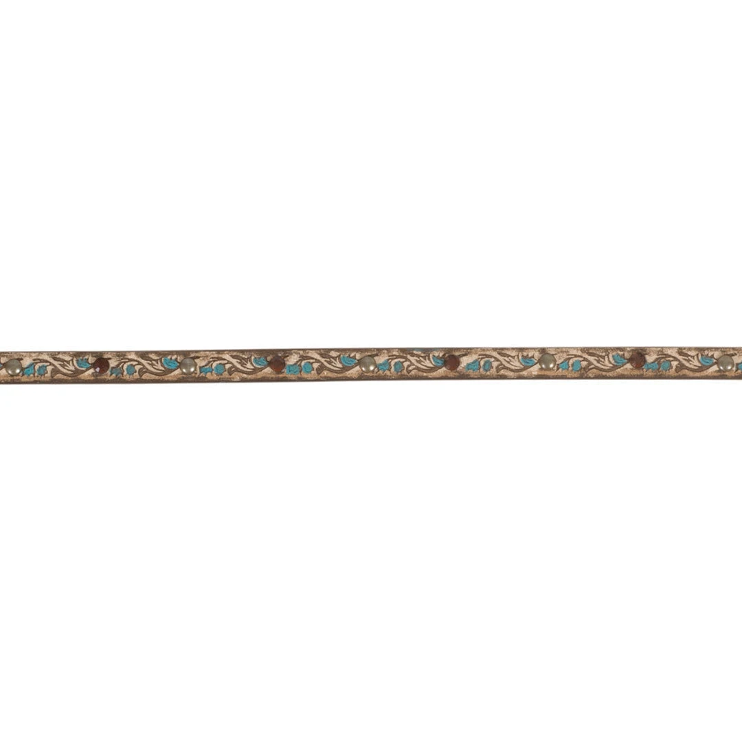 Phunky Horse Stone & Floral Tooled Leather Cowboy Hat Band