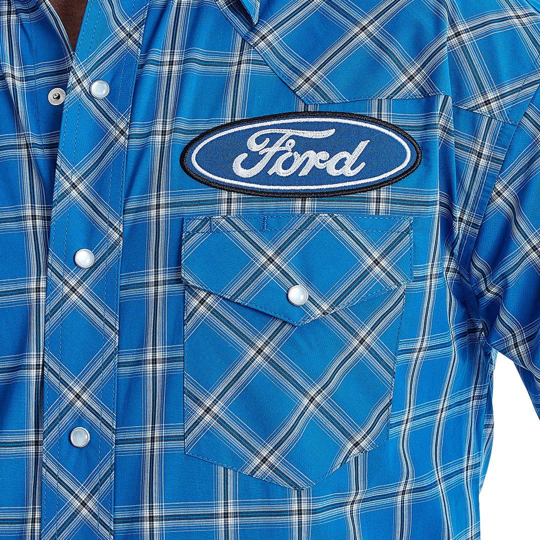 Wrangler Men's Ford Logo Plaid Shirt - Image 3
