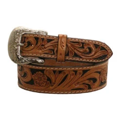Twisted X Tan & Black Tooled Floral Belt