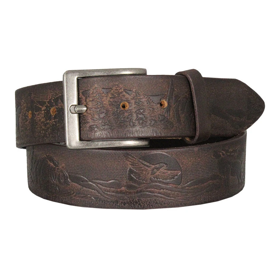 Cowboy Collection Men's Wildlife Tooled Leather Belt - Image 2