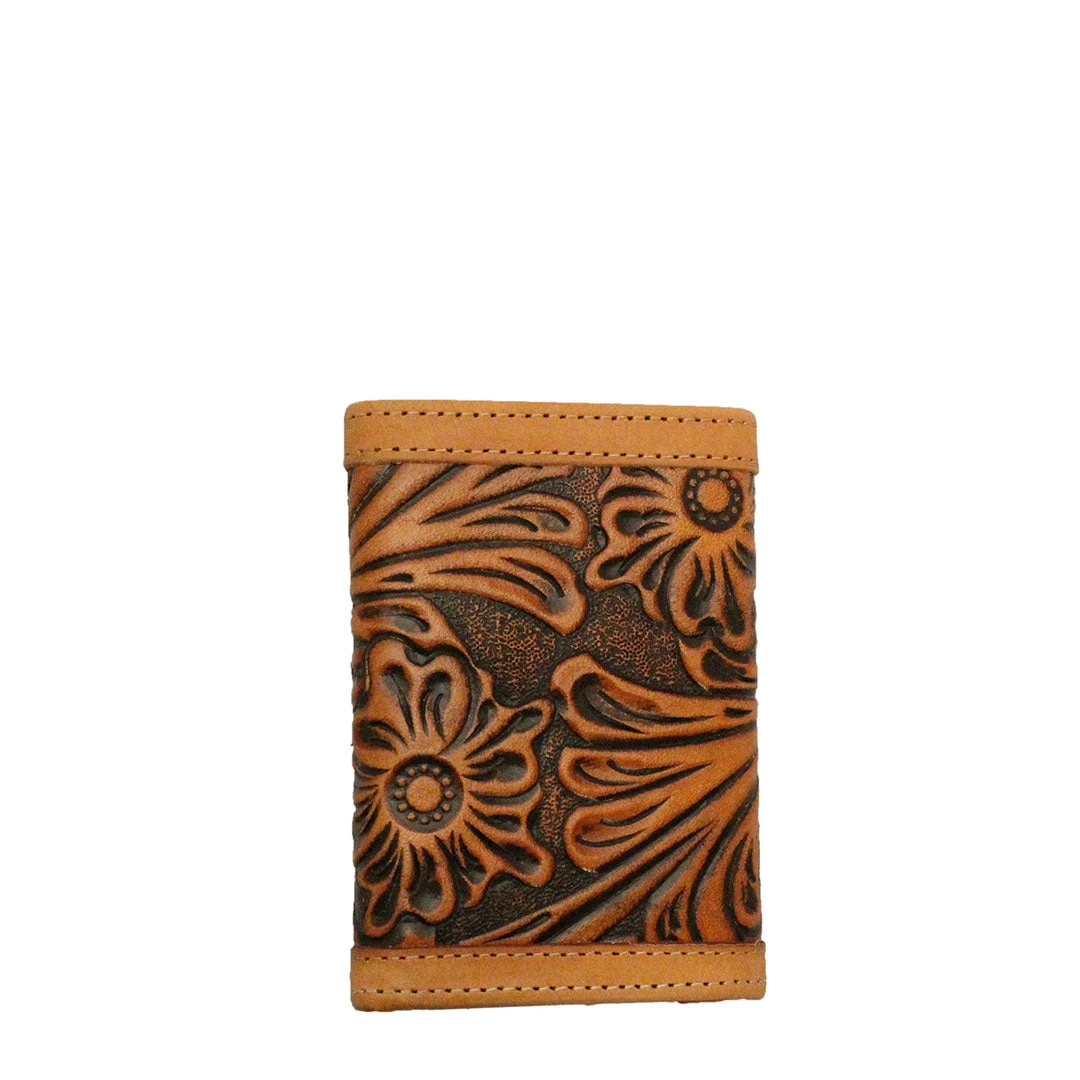 Twisted X Men's Floral Tooled Logo Tri-Fold Wallet - Image 3