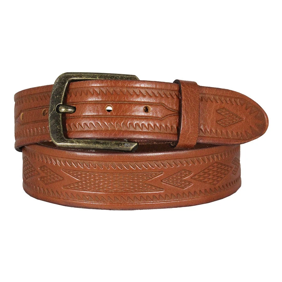 Cowboy Collection Men's Aztec Tooled Leather Belt - Image 3