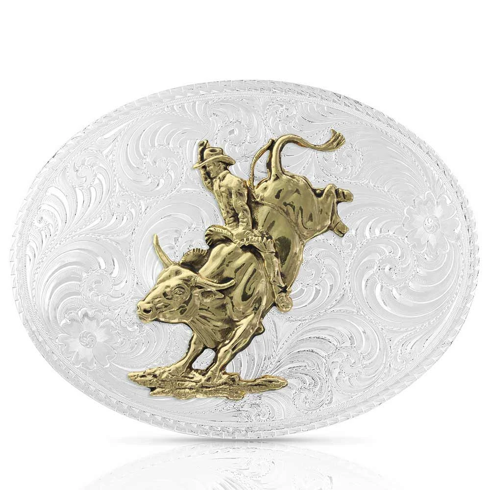 Montana Silversmiths American Beauty Filigree Bull Rider Belt Buckle