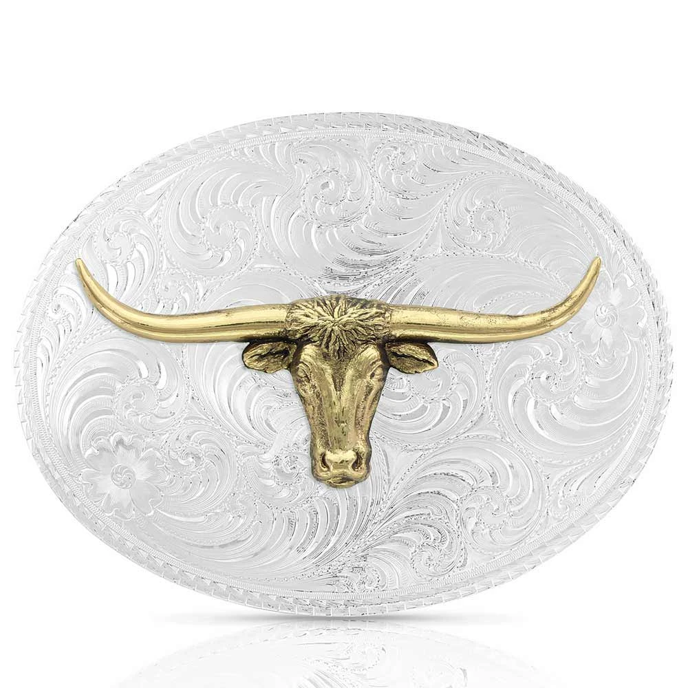Montana Silversmiths American Beauty Filigree Longhorn Belt Buckle