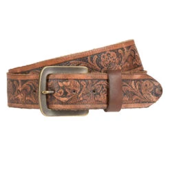 Wrangler Men's Filigree Pattern Embossed Leather Belt