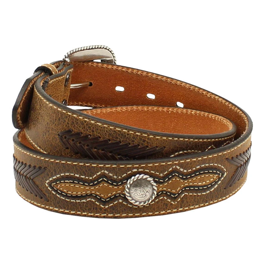 Ariat Men's Roped Edge Concho Distressed Leather Belt - Image 2