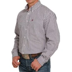 Cinch Men's Stripe Print Button-Down Shirt