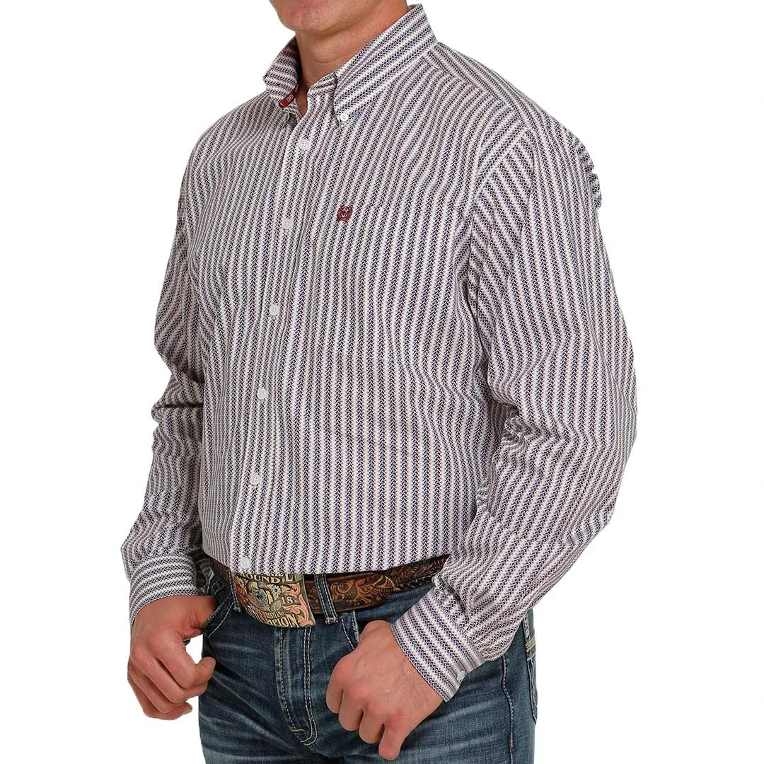 Cinch Men's Stripe Print Button-Down Shirt