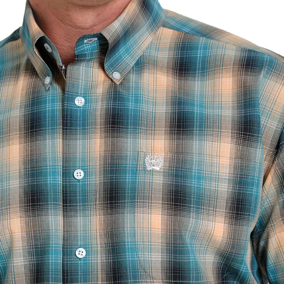 Cinch Men's Short Sleeve Ombre Plaid Button-Down Shirt - Image 4