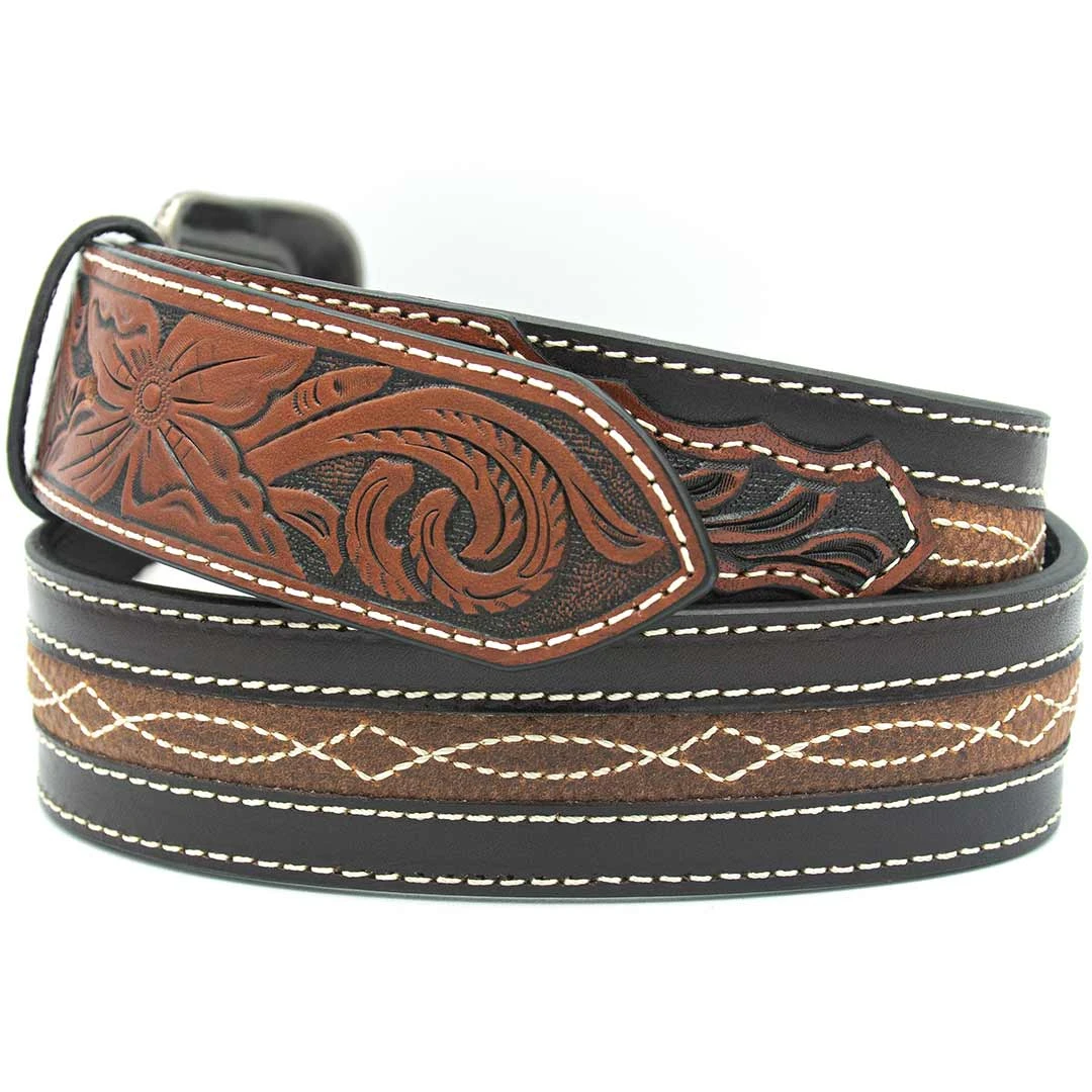 AndWest Men's Center Stitched With Tooled Billets Belt - Image 2