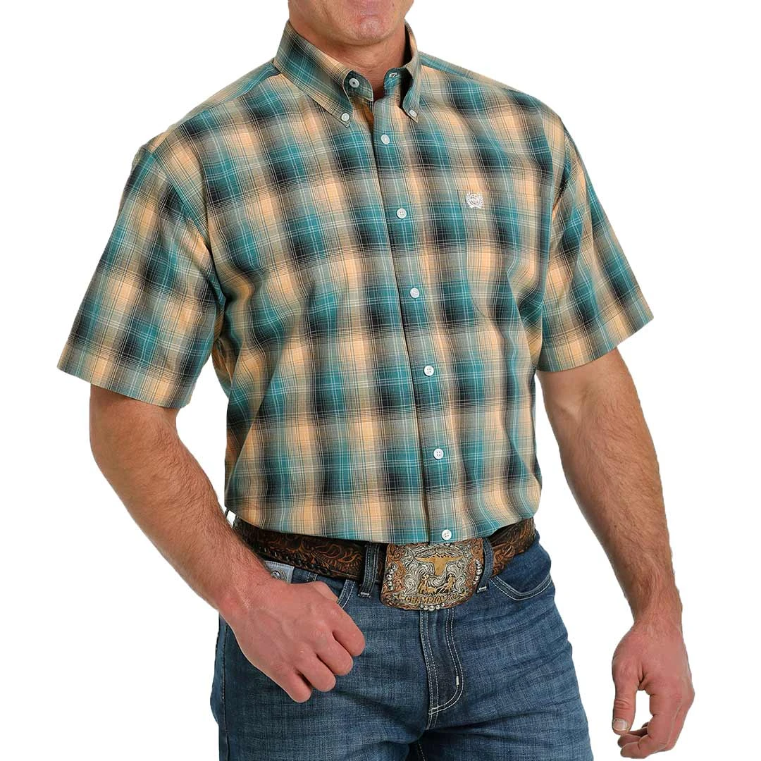 Cinch Men's Short Sleeve Ombre Plaid Button-Down Shirt - Image 3