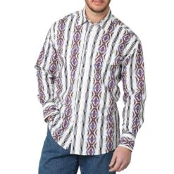 Wrangler Men's Checotah Diamond Print Snap Shirt