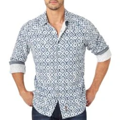 Wrangler Men's Retro Diamond Print Snap Shirt