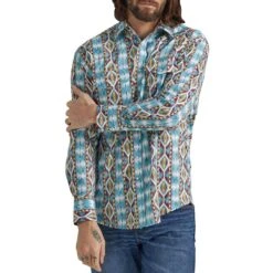 Wrangler Men's Checotah Diamond Print Snap Shirt