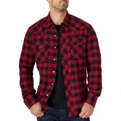 Wrangler Men's Retro Flannel Buffalo Plaid Snap Shirt