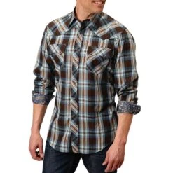 Roper Men's Plaid X Stitch Snap Shirt