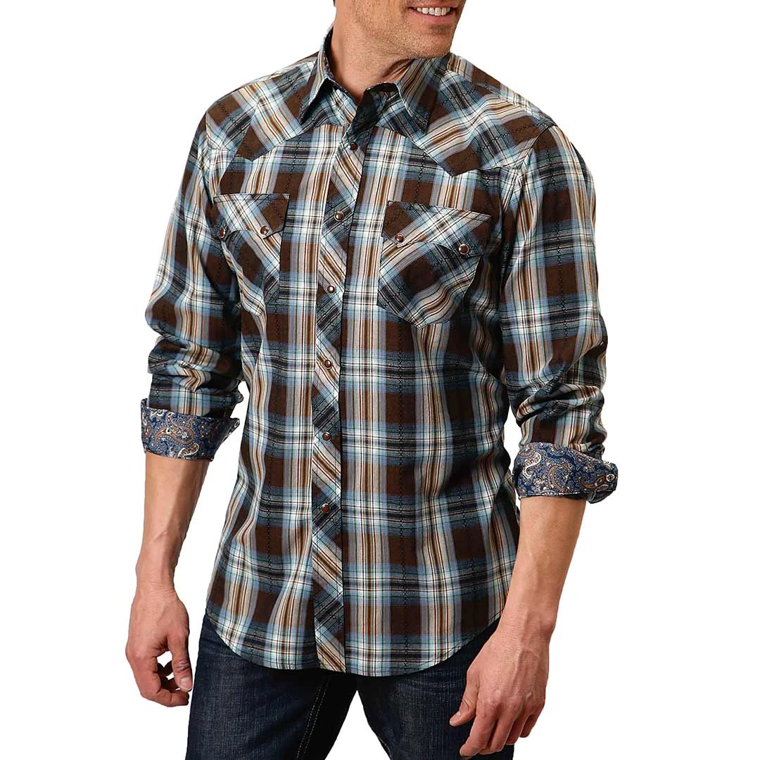 Roper Men's Plaid X Stitch Snap Shirt