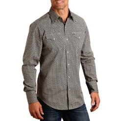 Stetson Men's Diamond Print Snap Shirt
