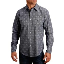 Stetson Men's Rugged Medallion Print Snap Shirt